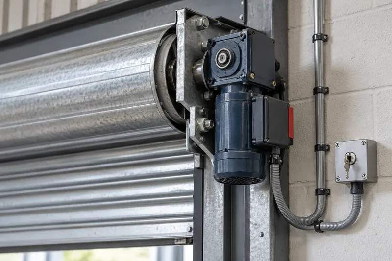 Commercial roller shutter drive motor and key control