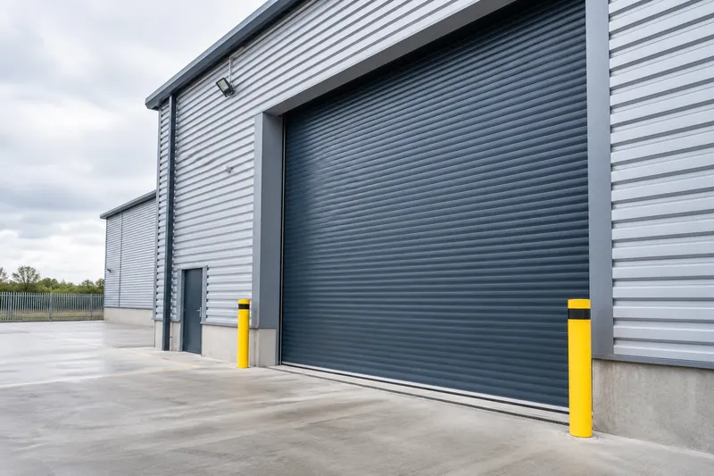 Industrial roller shutter at a warehouse loading entrance